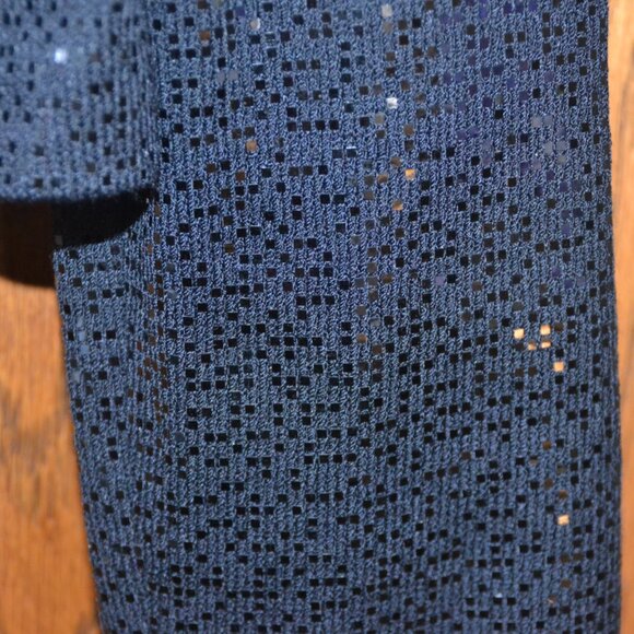 St John Evening Shimmer Micro-Pallettes Metallic Black Zipper Jacket, Size 10 - Picture 3 of 11